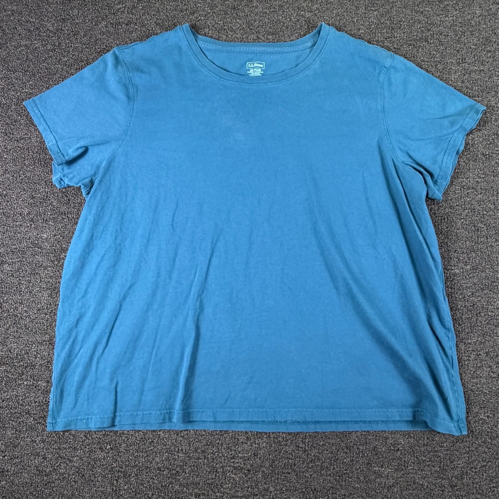 L.L.Bean T-Shirt Womens 2X Plus 280367 Teal Blue Short Sleeve Cotton EUC